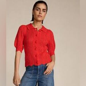 Lands' End
Women's Lace Pointelle Puff Sleeve Cardigan Sweater